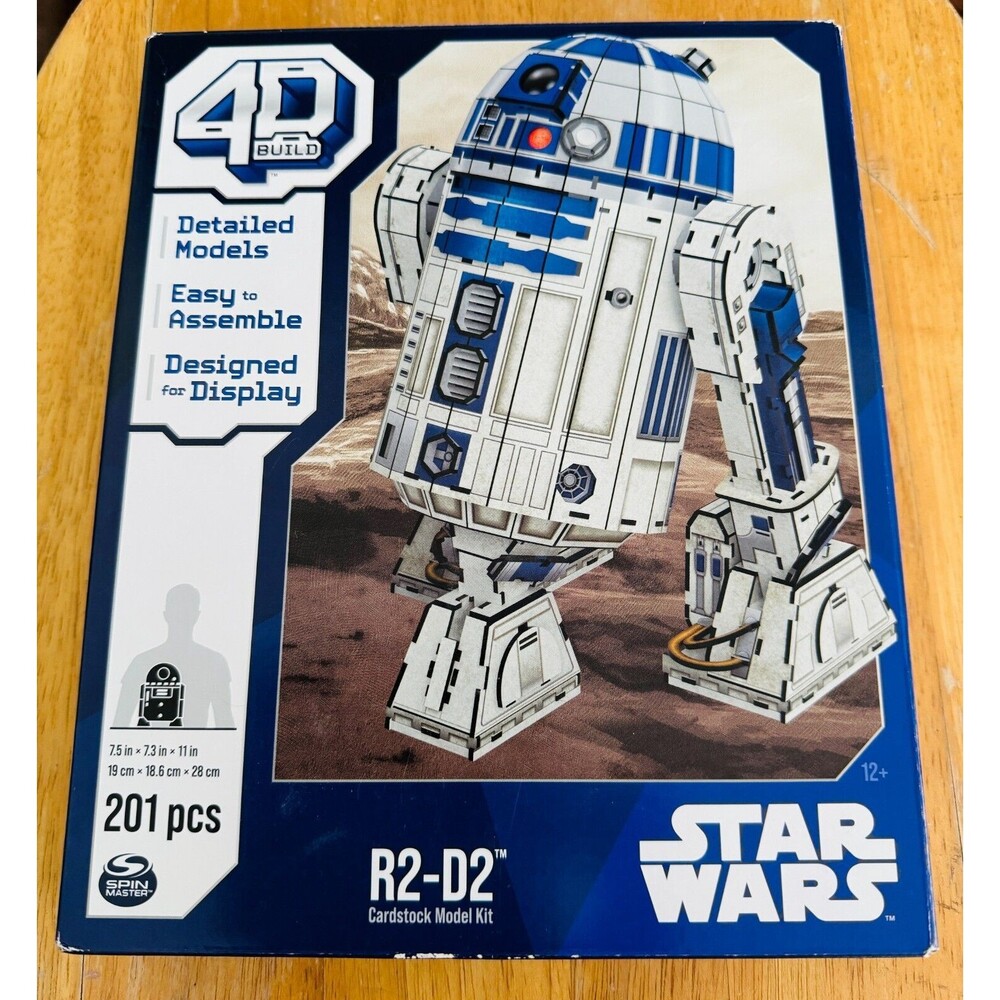 Star Wars 4D Build R2-D2 Cardstock 201pc Model Kit - Designed for Display New